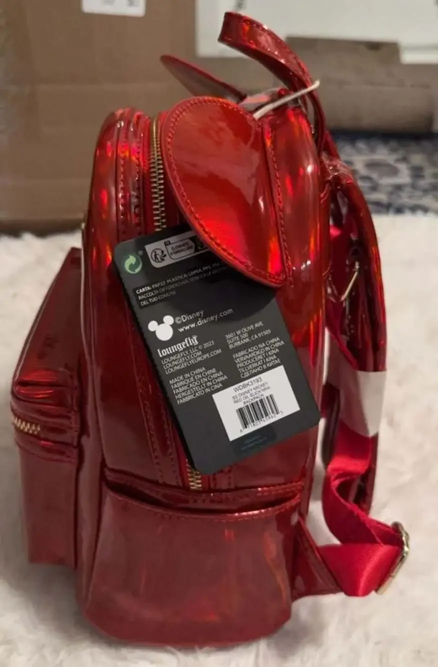 Loungefly‎ Disney Mickey Mouse Red Slick Mini Backpack